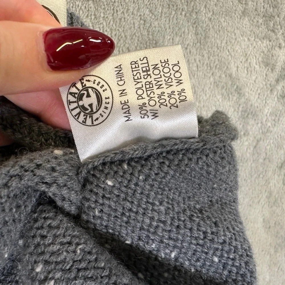Levitate Seawool Crewneck Sweater Mens XL Gray Speckled Oyster Shell Knit